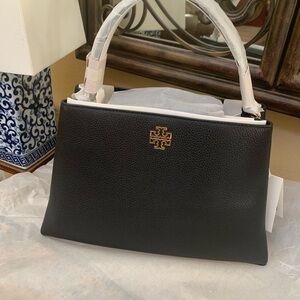 Tory Burch Black Satchel with Gold Logo